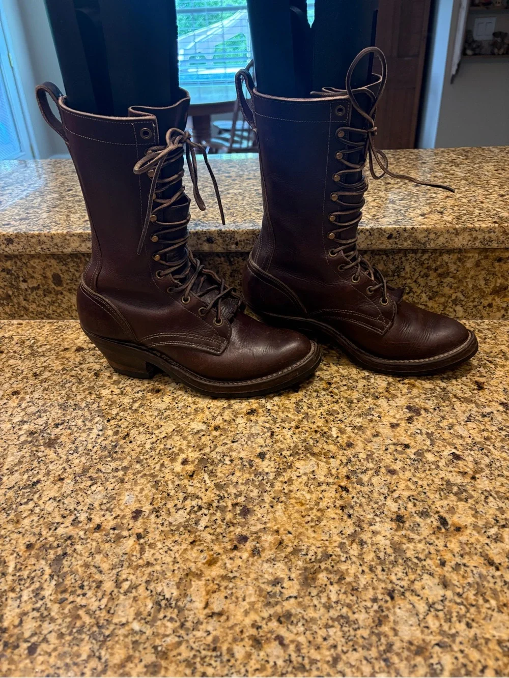 Nicks Contender handmade brown leather packer Kiltie boots Size 7C